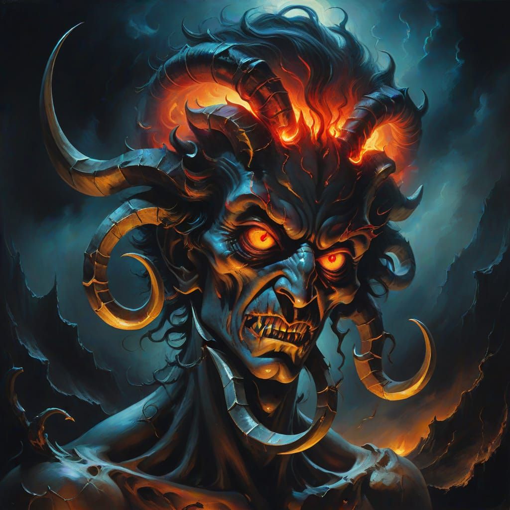 Eerie Demon Portrait in Dark Fantasy Style