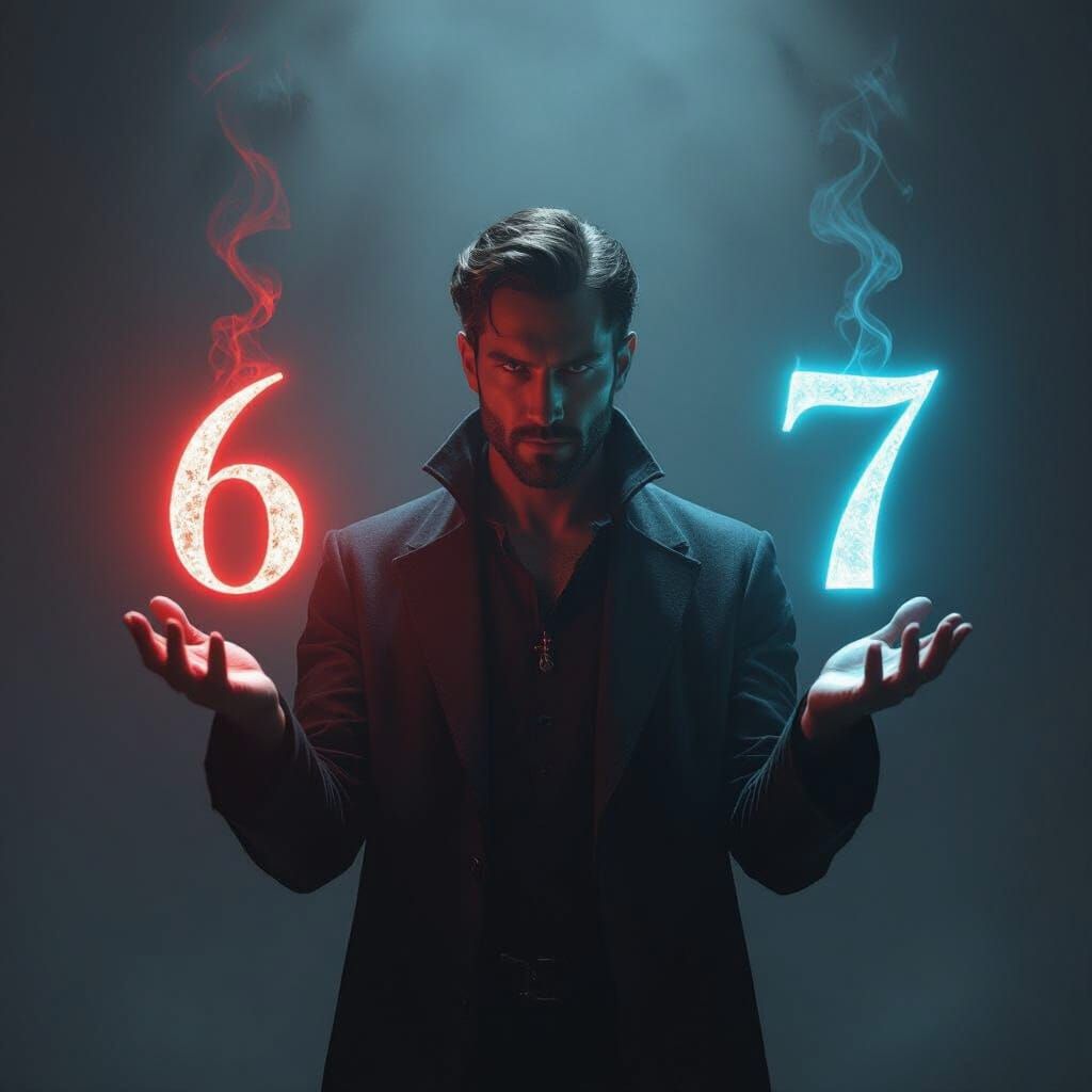 Mysterious Man With Glowing 6 and 7 Numbers