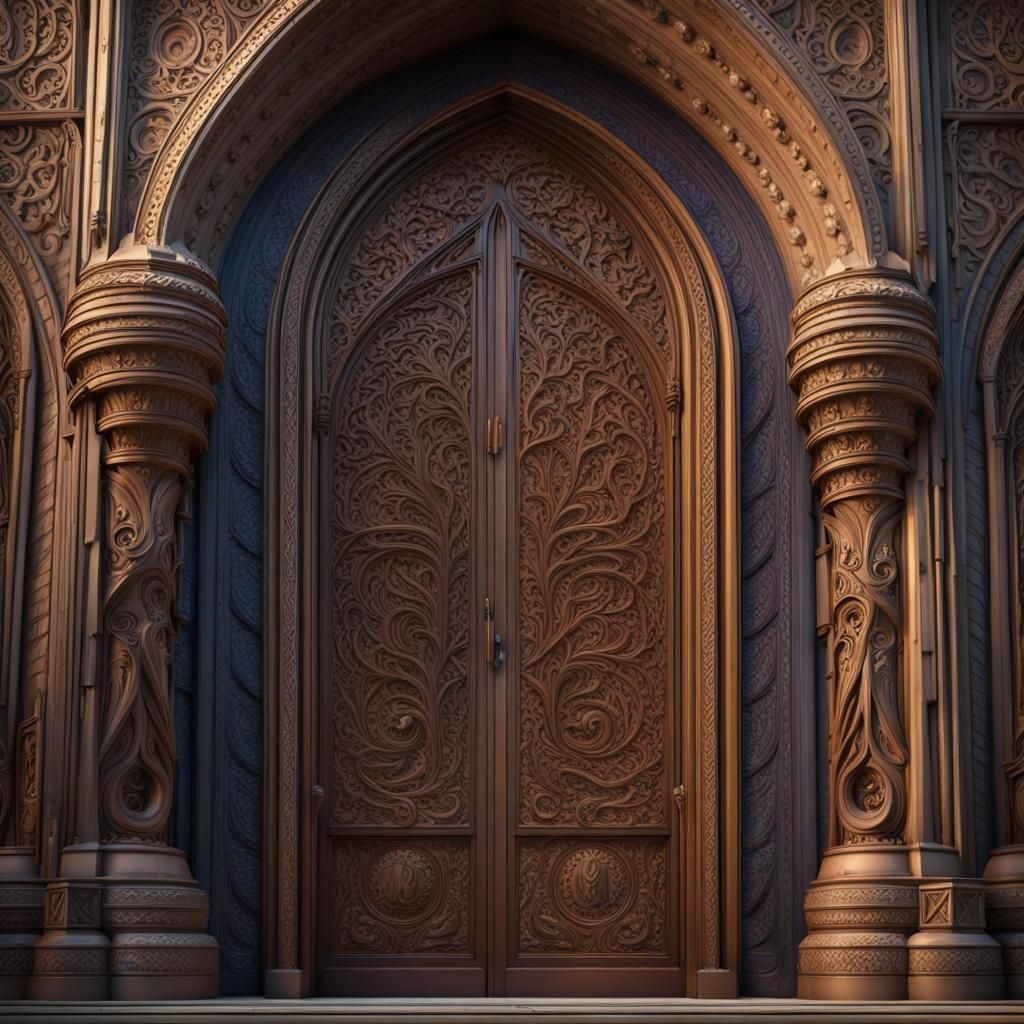 Ornate Carved Cathedral Doorway in Fantasy Style