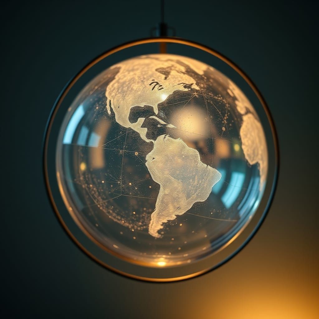 Ethereal Glass Earth Globe Sculpture