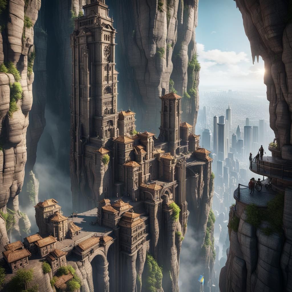 Epic Vertical Cliff City in 3D