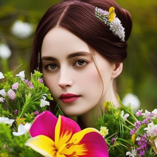 Narcissus Princess Dancing in Spring Garden, Watercolor Art