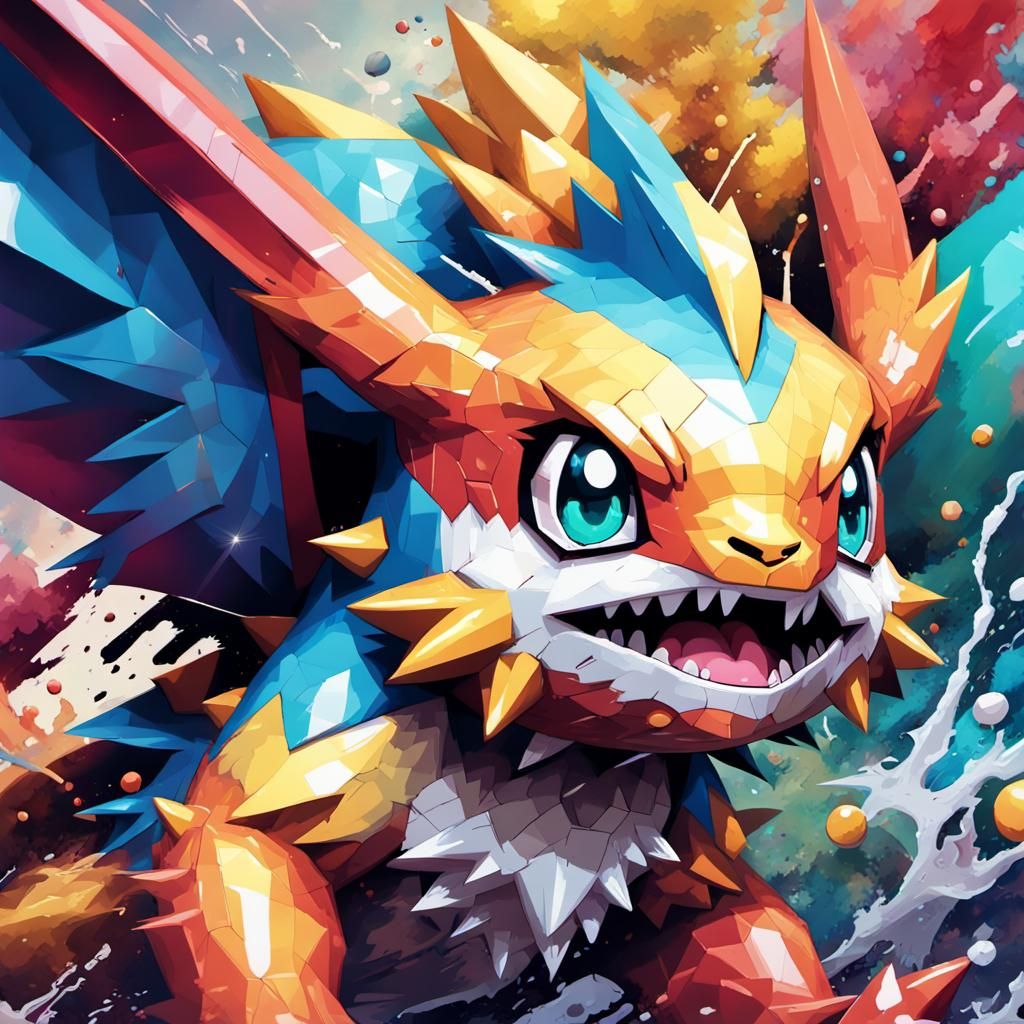 Detailed Pixelated Pokemon Splash Art
