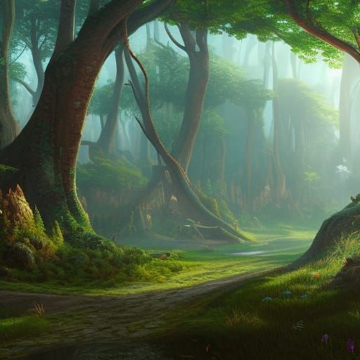 Fantastical Forest City in Detailed Matte Painting