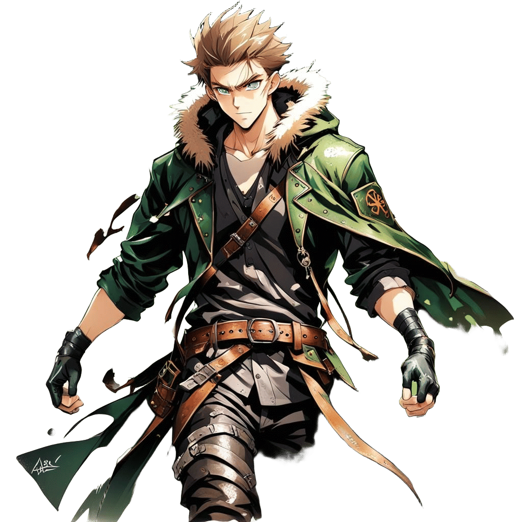 Anime Teenager in Leather and Fur, Graffiti Art