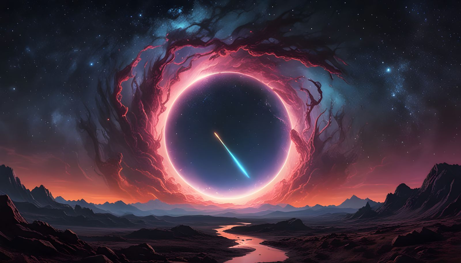 Cosmic Black Hole Emerges from Neon Nebula in Hyper-Detailed...