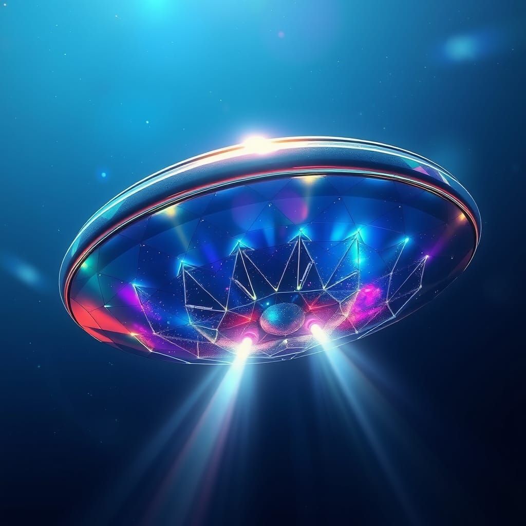 Surreal Flying Saucer Radiates Cosmic Energy in Shimmering M...