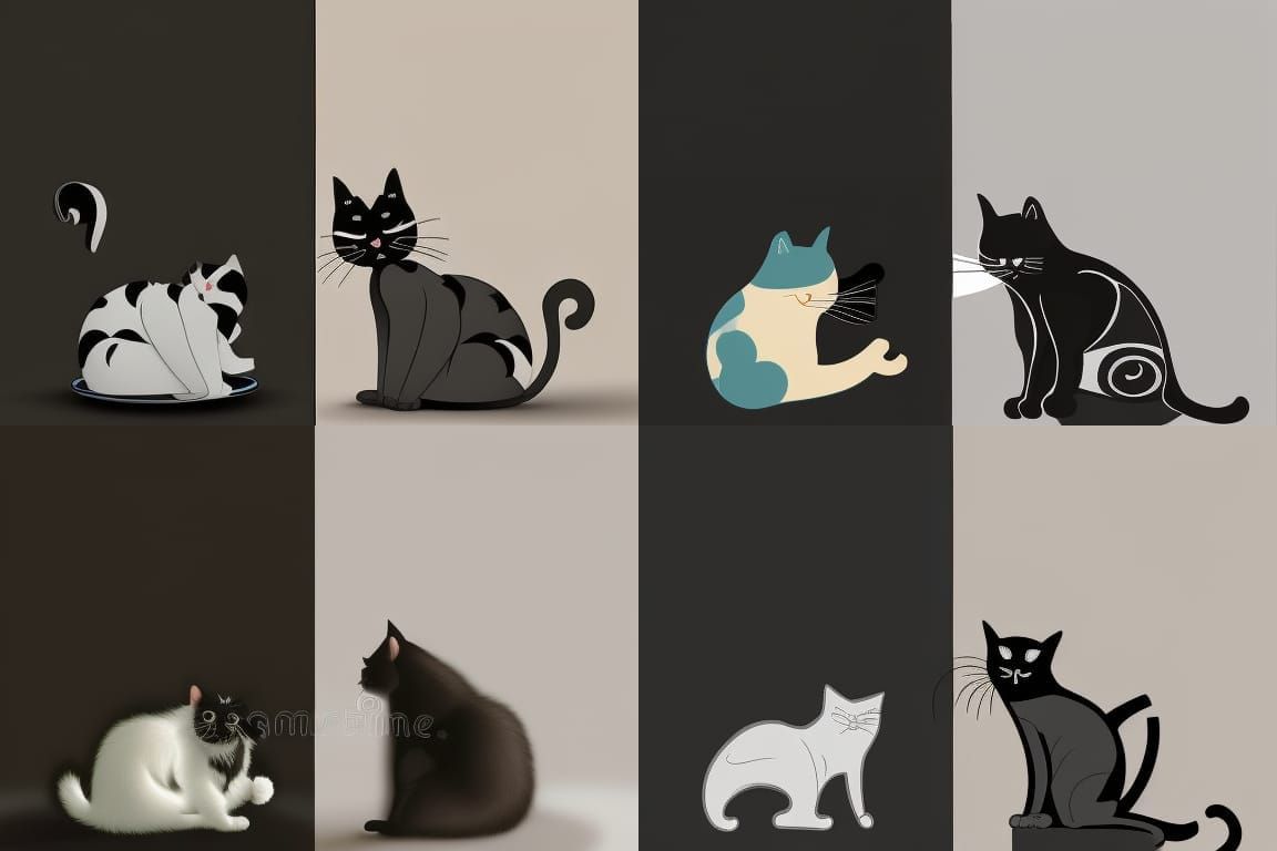 Yin and Yang: Minimalist Paper Cats Photo