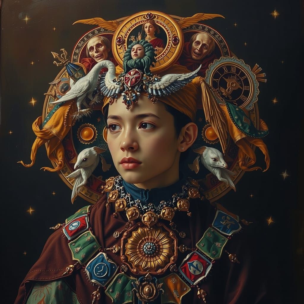 Masterpiece Painting of Beauty and Truth with Vibrant Compos...