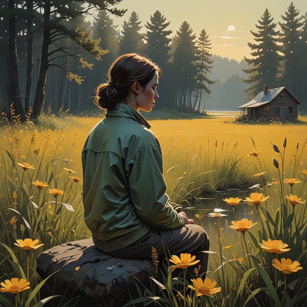 Modern Ethereal Insect Portrait in Soft, Dreamy Yellow and O...