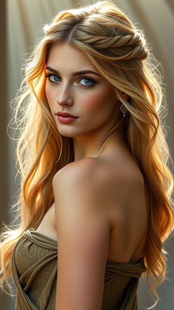 Golden Goddess of Ancient Greece in Soft Focus