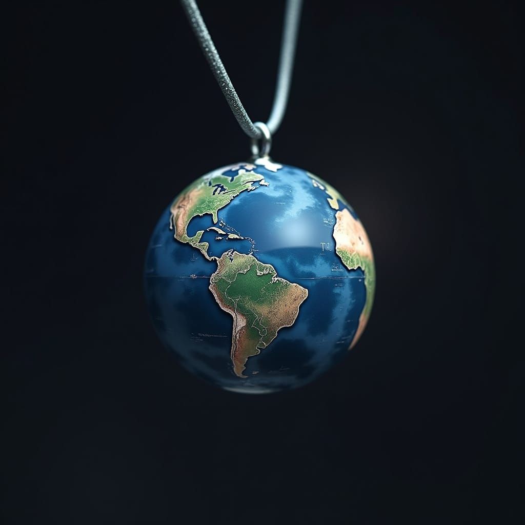 Earth as Delicate Bead in Surrealist Style