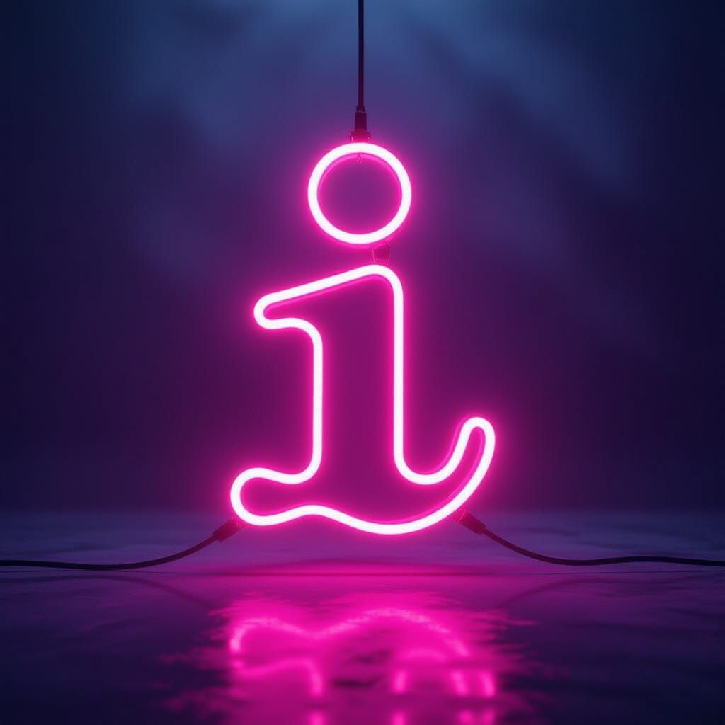 Neon Sign of Imaginary Unit 'i' with Pink Gradient
