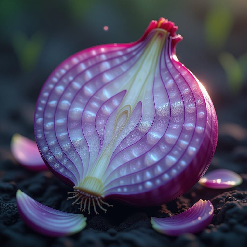 Magical Onion Cross-Section in Detailed Matte Painting Style