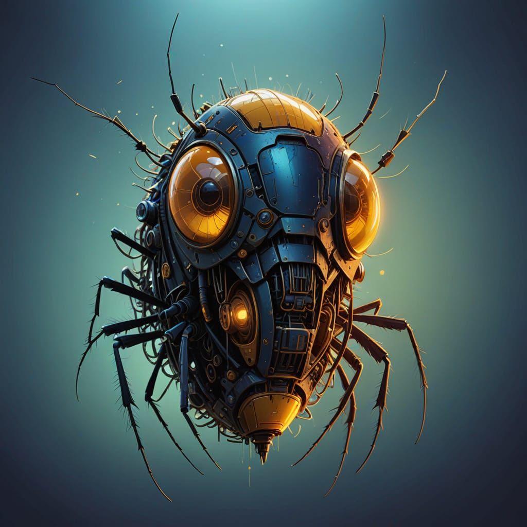 Intricately Detailed Mosquito in Golden Amber