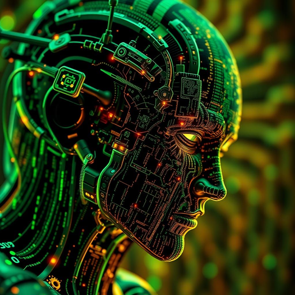 matrix code cyborg macro fractal