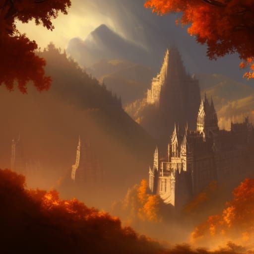 High Gothic Elf City in Autumnal Sunlight