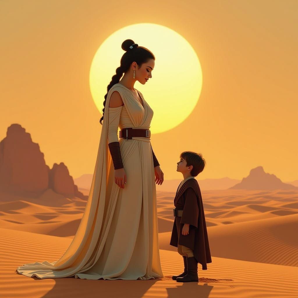 Giantess Padme and Anakin Kiss on Tatooine