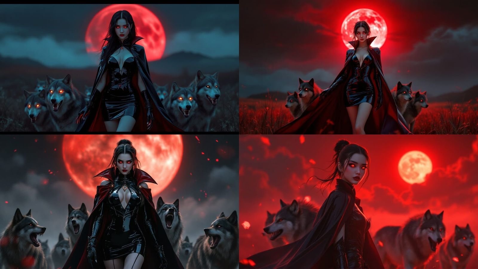 Chinese Vampire Leading Wolves in Anime Style