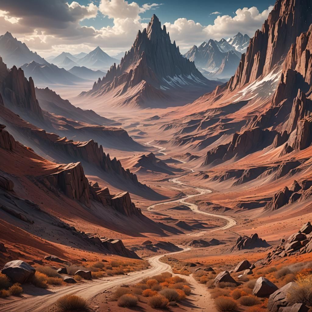 Mountain Pass to Desert: Detailed Matte Painting
