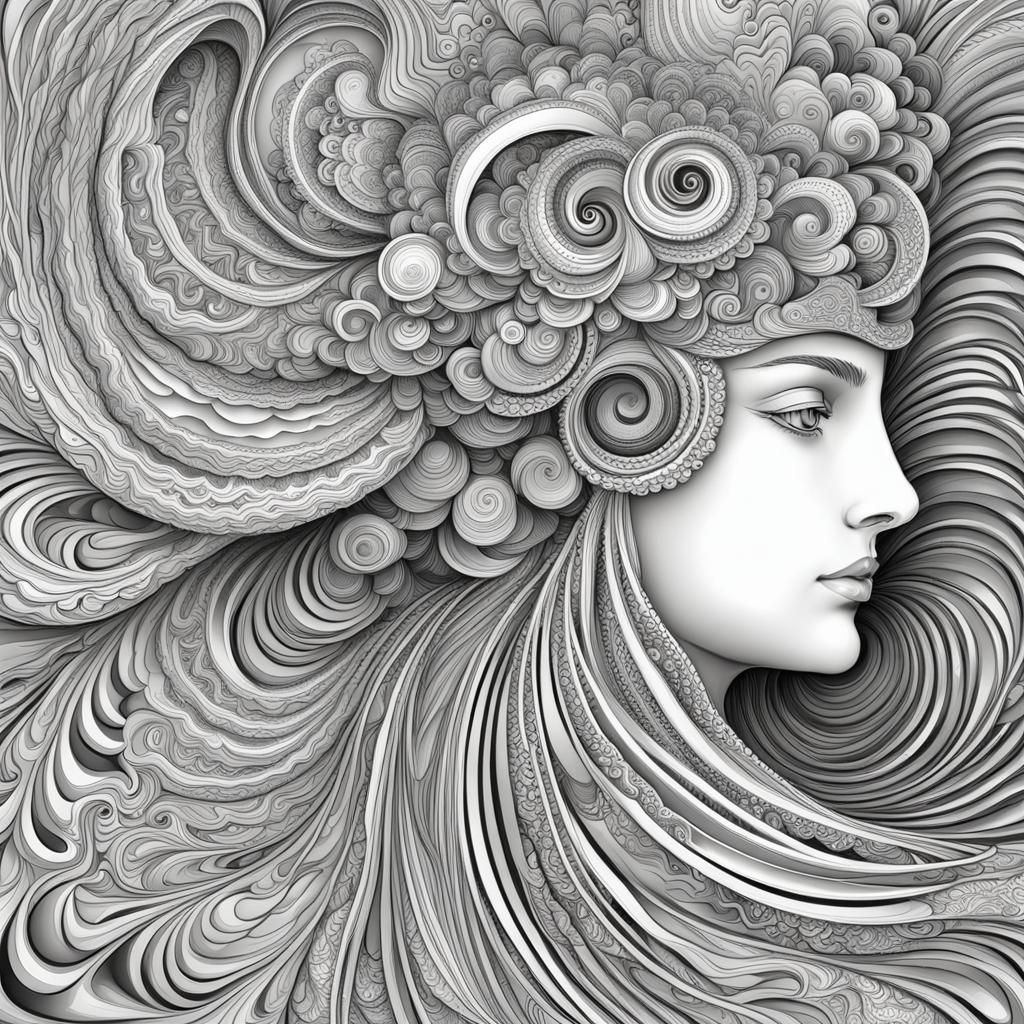 Abstract Athena: Vector Fractal Zentangle in 3D Shading