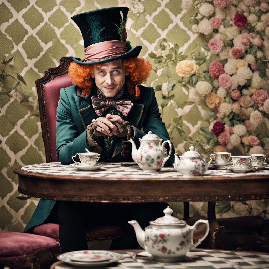 Mad Hatter Waits Menacingly for Tea Time