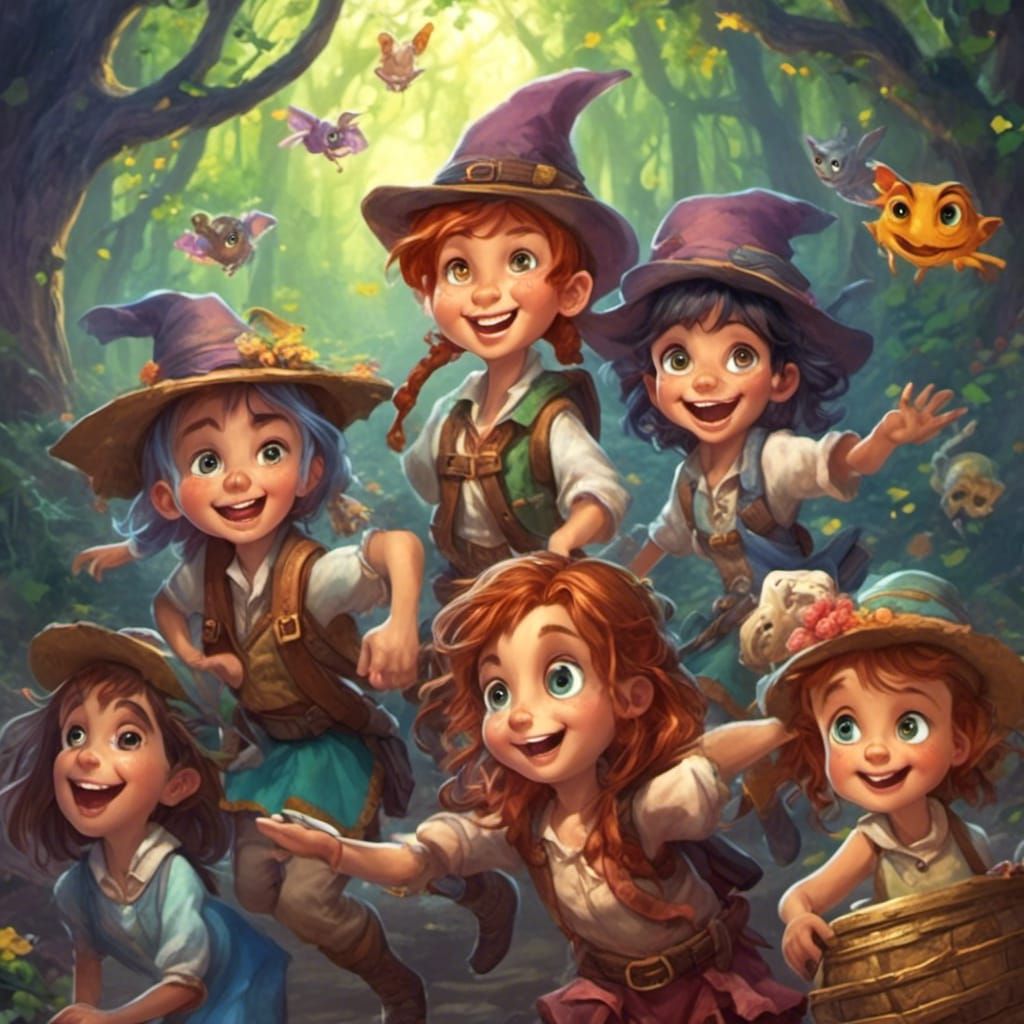 Children Discovering Hidden Treasure with Joyful Anticipatio...