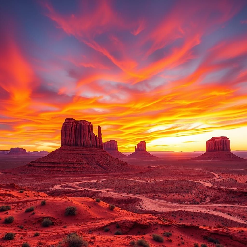 Monument Valley at Sunset: Arizona Desert Landscape