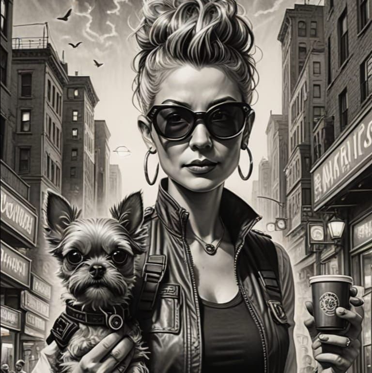 Confident Detective in Whimsical Adventure Scene