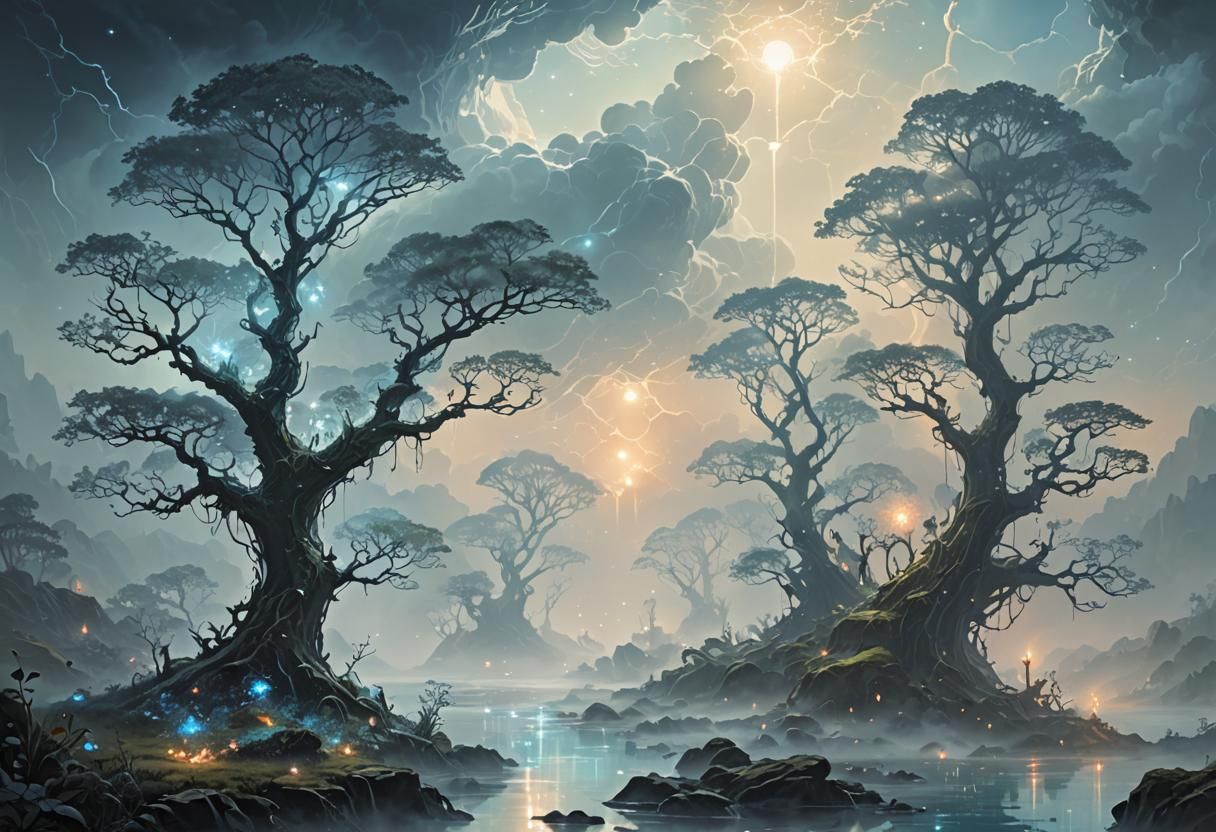 Ethereal Bioluminescent Fantasy Landscape