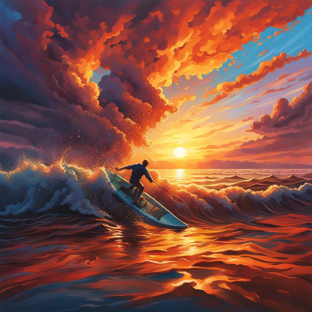Hyperrealistic Sunsets as Colorful Splash Art