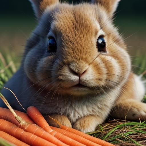 Rabbit and Carrot in Whimsical Digital Painting