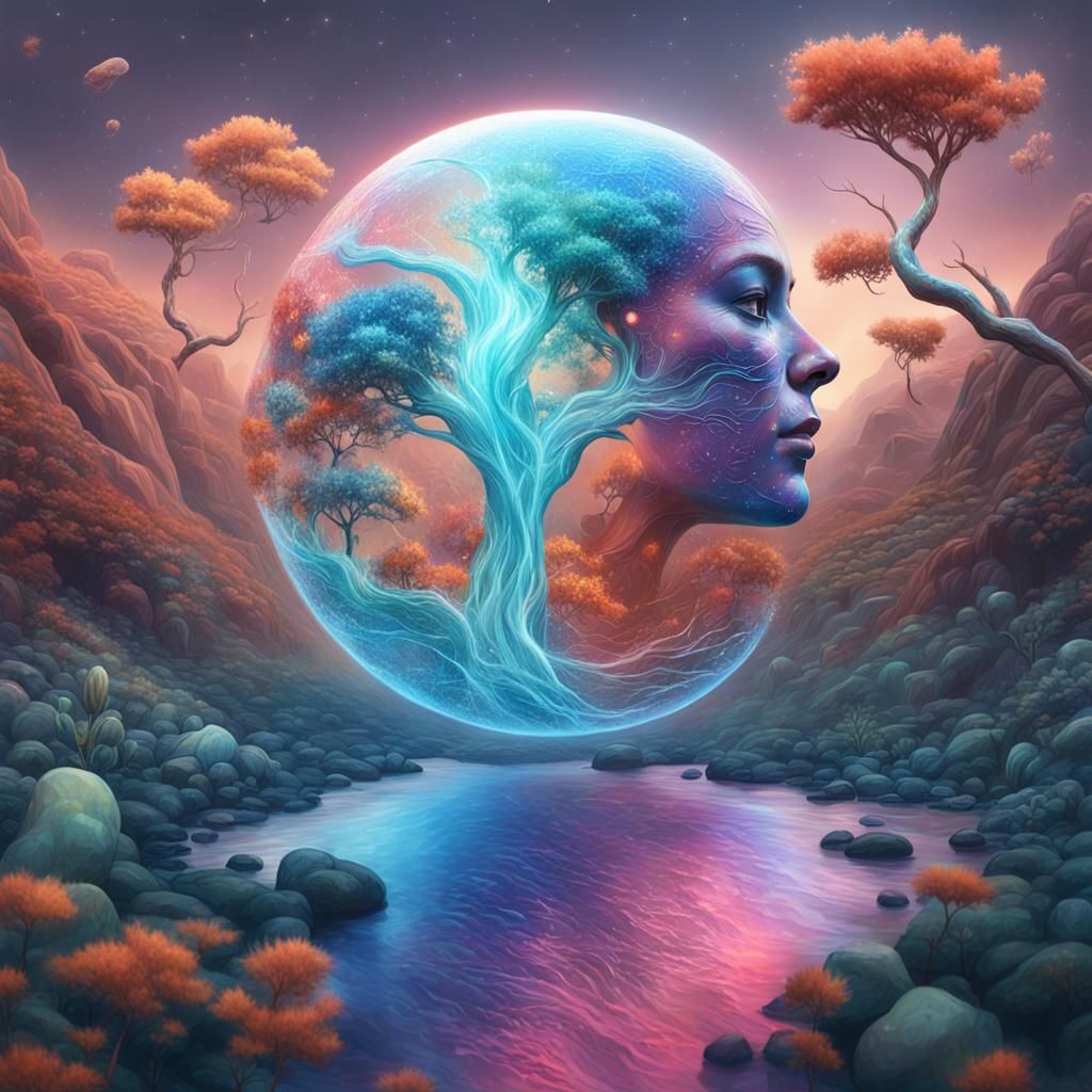 Humanoid Race with Flowing River Hairstyle