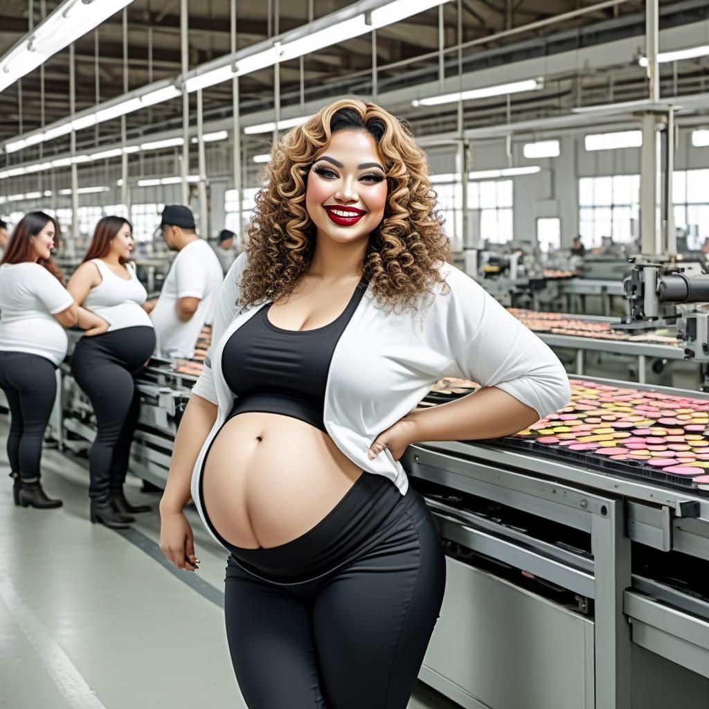 Assembly Line of Beautiful Pregnant Women