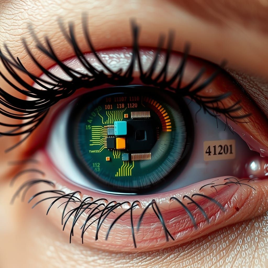Cybernetic Eye in High-Contrast Realism