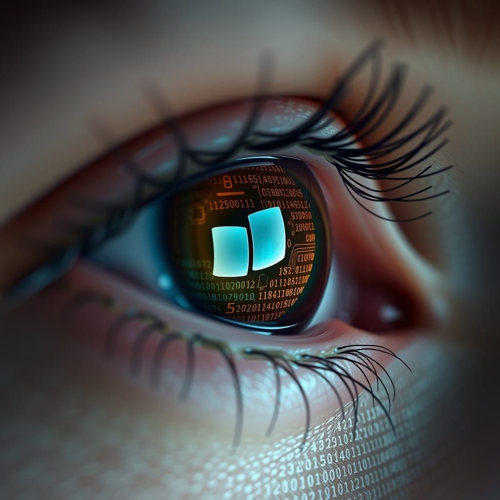 Hyper-Realistic Eye Portrait in Cyberpunk Aesthetic