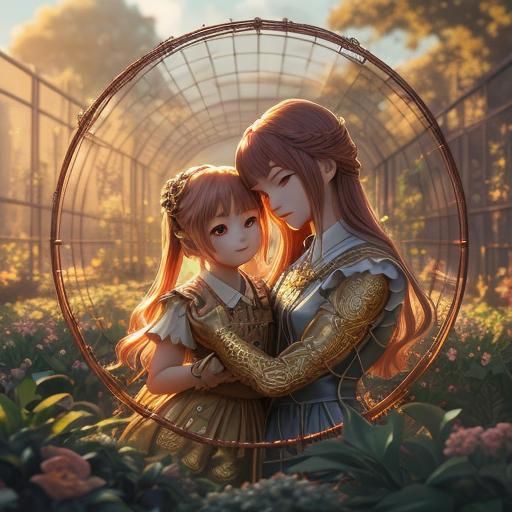 Intricate Wire Sculpture: Children Playing in Garden