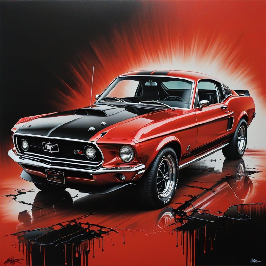 Airbrushed 1968 Mach 1 Mustang Painting