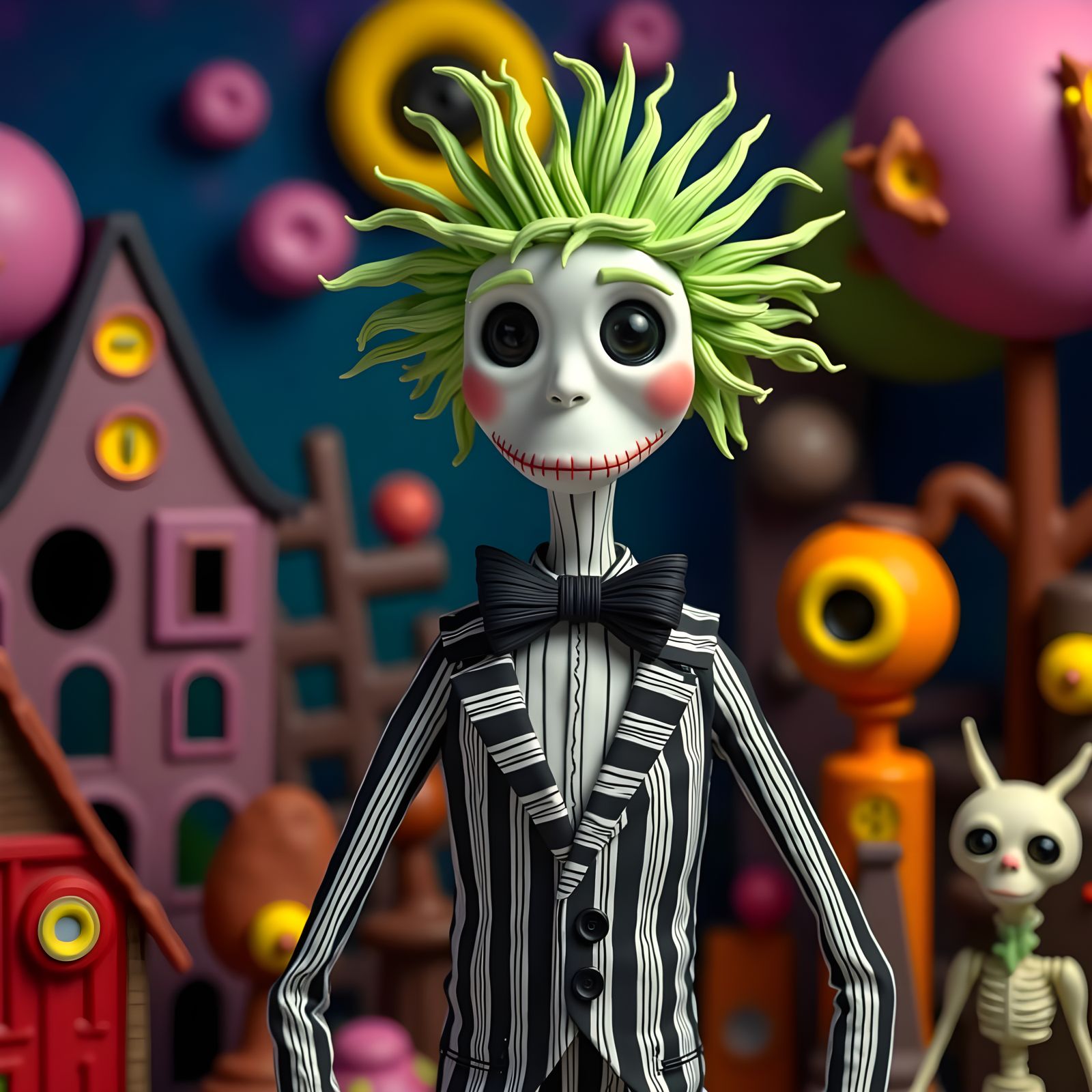 Beetlejuice in Whimsical Claymation World