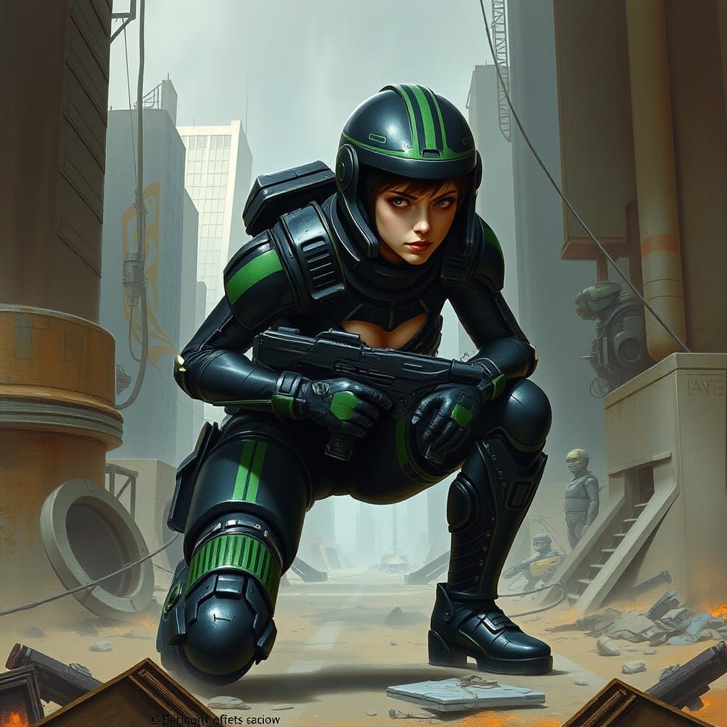 Futuristic Female Warrior in Stealth Mode