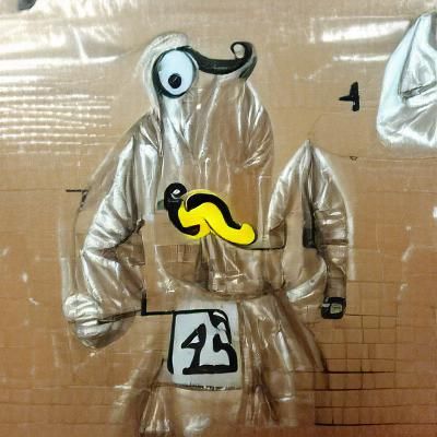 Cartoon Character With Moustache in Hazmat Suit
