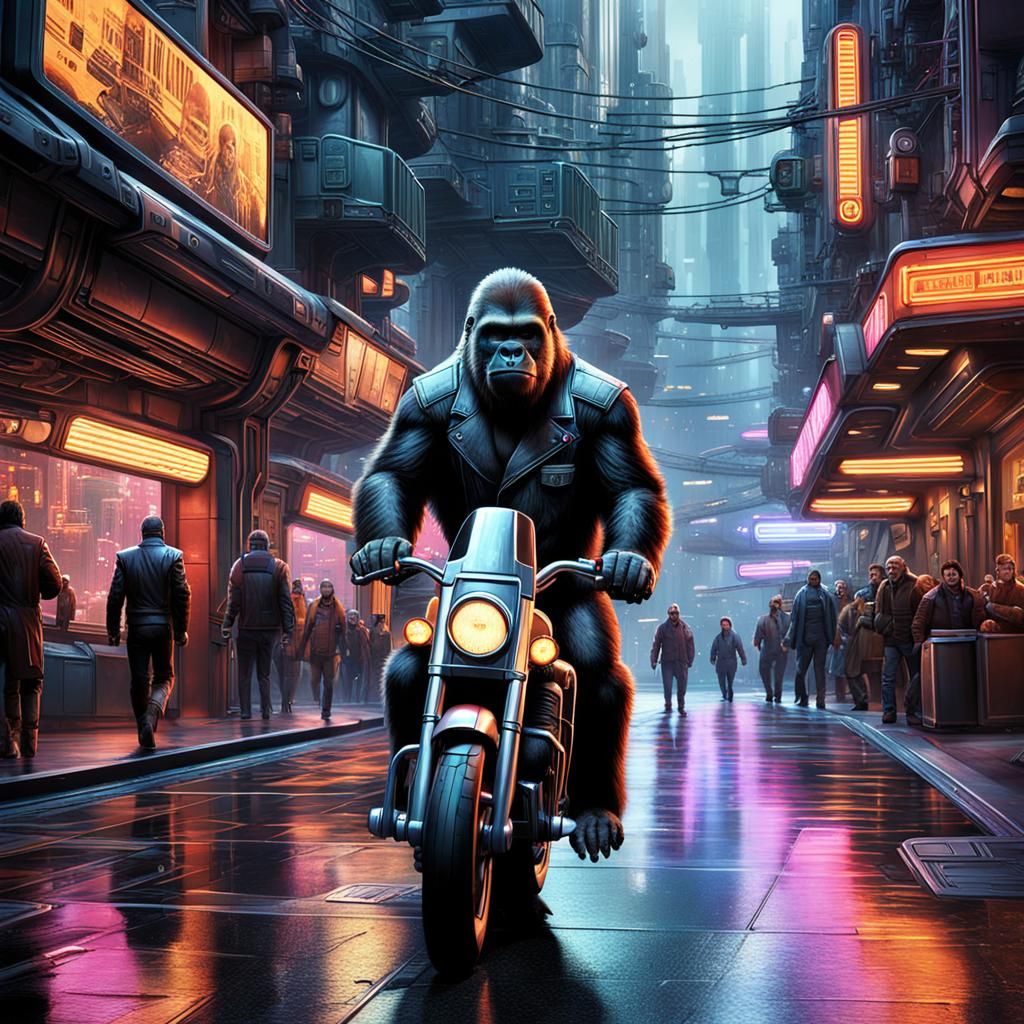 Gorilla Exits Millennium Falcon on Coruscant Street