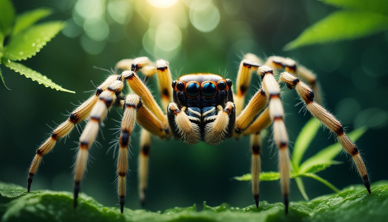 Mirror Spider in Cannabis Jungle: Macro Photograph