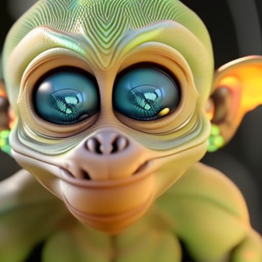 Adorable Snake-Monkey Alien Baby in Photo Realism