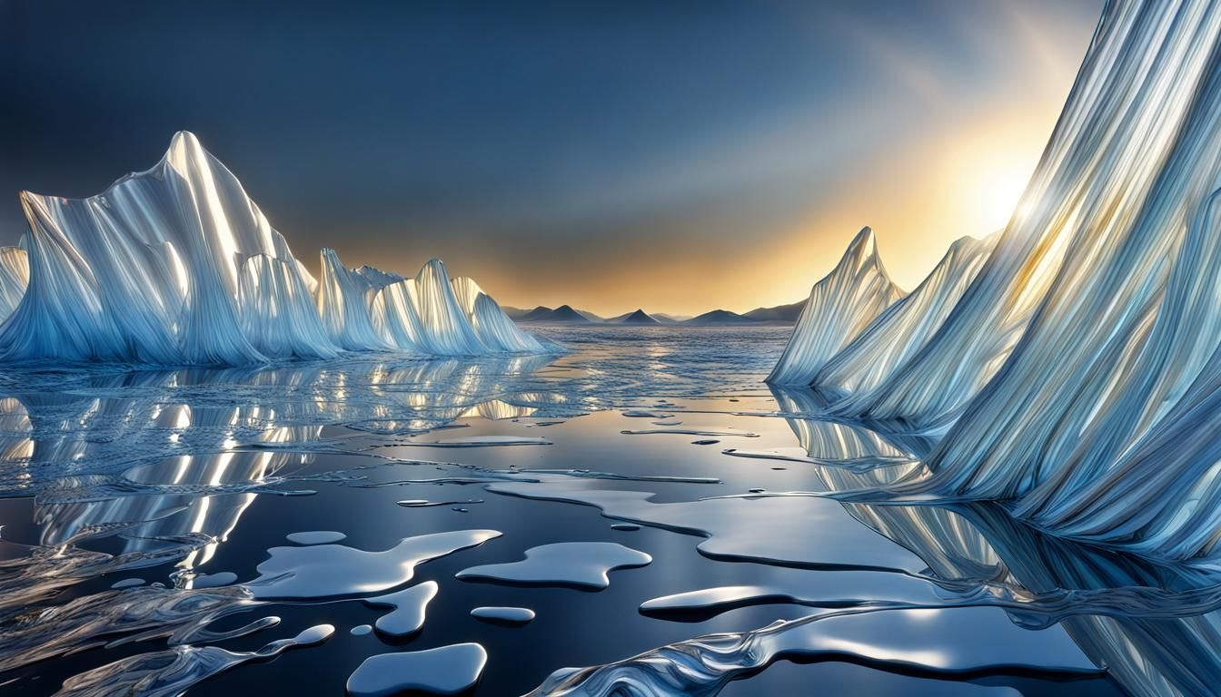 Cellophane Arctic Tundra: Dramatic 3D Art