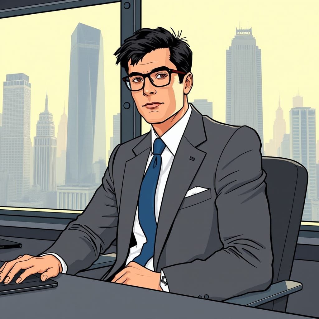 Futuristic Journalist in a Modern Metropolis