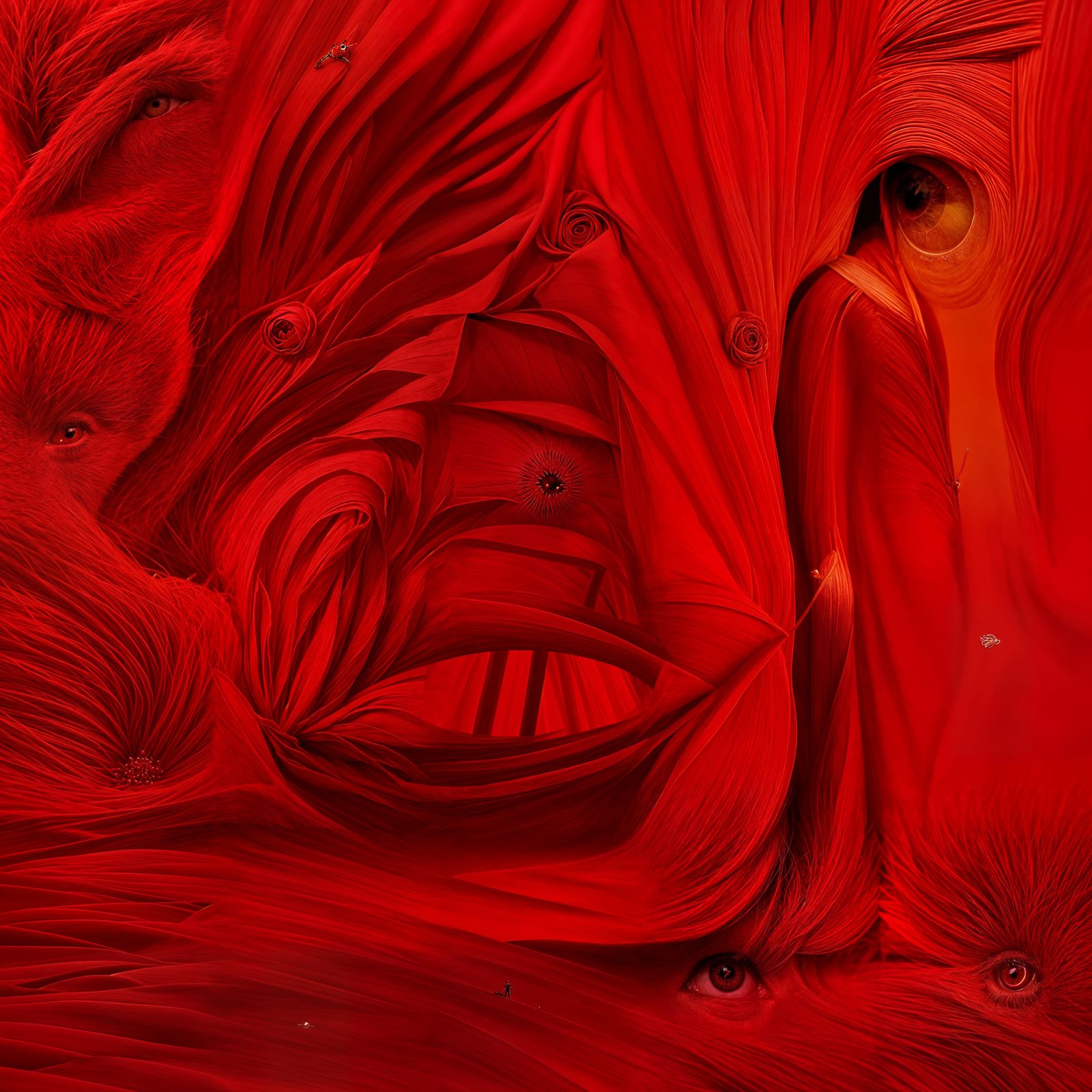Vibrant Abstract Painting in Rich Red Tones
