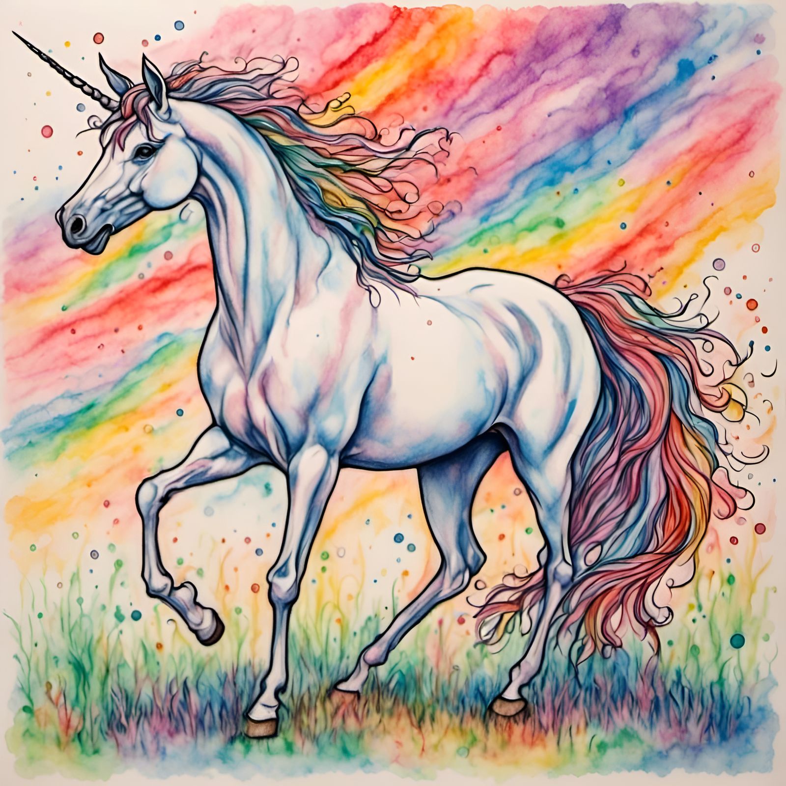 Colorful Crayon-Style Unicorn