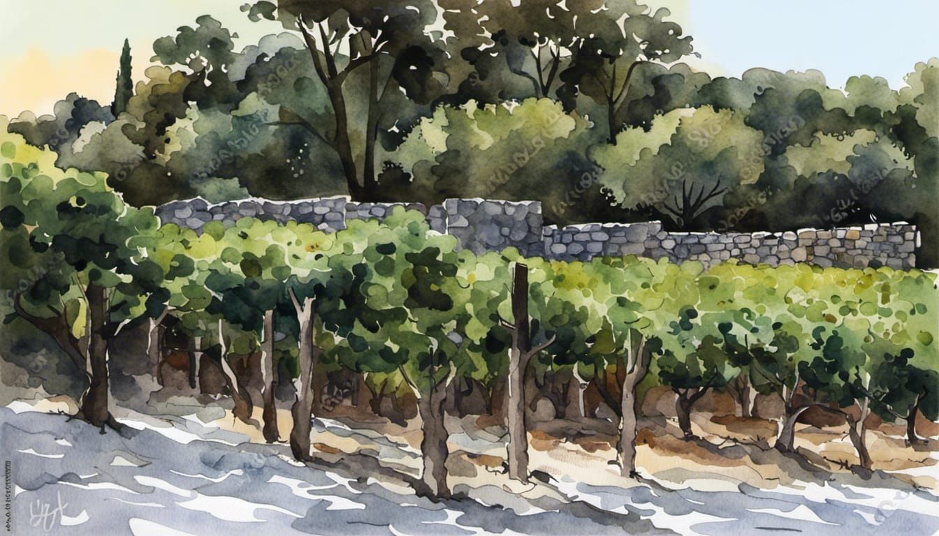 Croatian Vineyards: Impressionistic Watercolor Painting