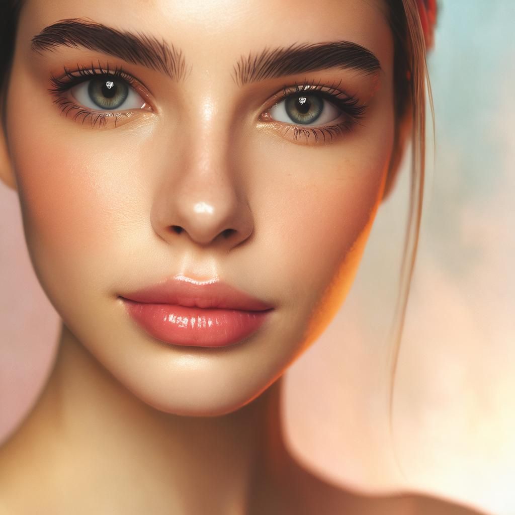 Soft focus portrait. A young woman flirting with her eyes in...